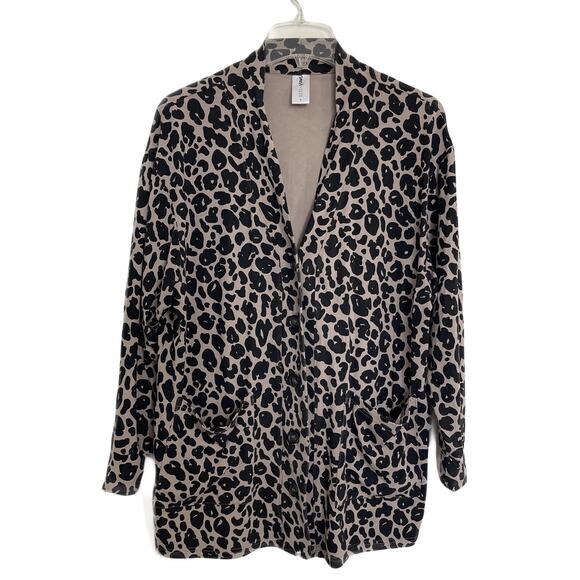 Smash Tess Everywear Cardi Cardigan Size S Lexi Leopard Beige Black Pockets Fall - Picture 2 of 12